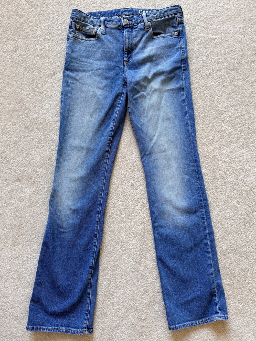 GAP Denim Perfect Boot Jeans Women's 28R Medium Wash Blue Fading Mid Rise